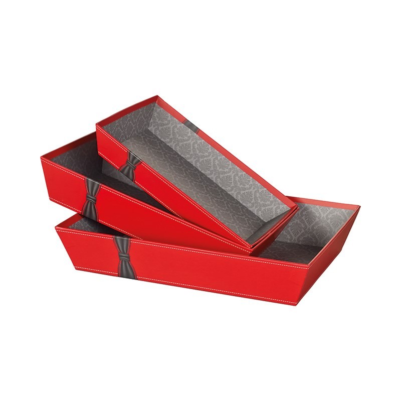 Coffret carton kraft rectangle décor La Guinguette cordelettes rouges  fermetures latérales Livré à plat